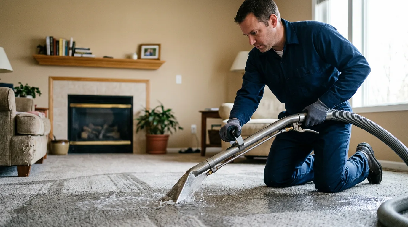 Water damage restoration technician working near Larrabee, IA